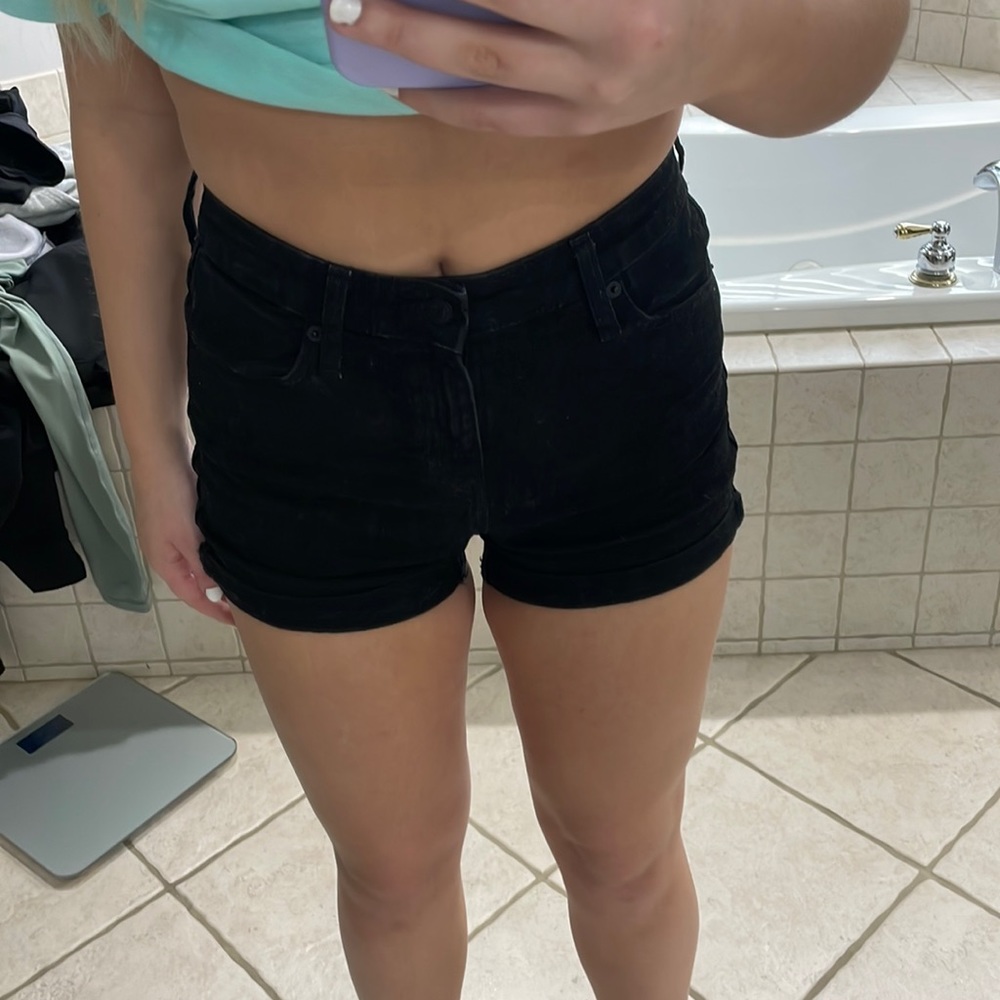 black jean shorts